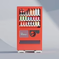Red Coca-Cola Refrigerated Vending Machine With Multiple Shelves And Various Energy Drinks 3d model