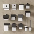 Modern Minimalist Bathroom Accessories With Toilet Paper Holders Tissue Boxes And Brushes