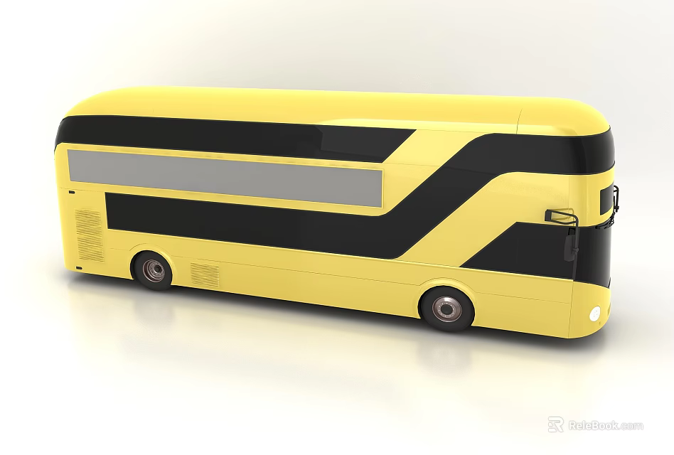 Yellow Modern Bus With Black Stripes And Streamlined Body Design 3d model 