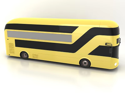 Yellow Modern Bus With Black Stripes And Streamlined Body Design 3d model