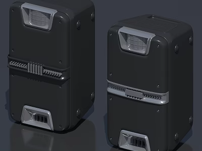 Black Industrial Equipment Enclosures with Silver Trim Ventilated Base and Screwed Panels 3d model