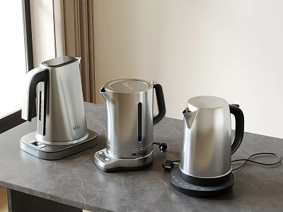 Stainless Steel Electric Kettles With Modern Design On Kitchen Counter Top 3d model