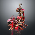 Red Steampunk Mechanical Dragon Head Vehicle With Gears And Cannons Decorative Model