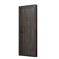 Dark Brown Wooden Sliding Door With Geometric Carved Patterns And Modern Design
