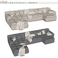 Modern fabric stitching multi-person sofa pillow towel 3d model