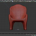 Simple Brown Wooden Armchair With Natural Wood Grain And Curved Design