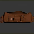 Stylish Brown Leather Bag With Polygon Design Handles And Shoulder Strap 3d model
