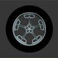 Sturdy Black Rubber Tire With Shiny Metallic Silver Car Wheel Rim And Modern Spoke Design