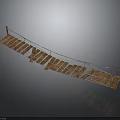 Traditional Wooden Suspension Bridge Design With Rope Railings And Wooden Planks