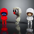 Cute Assorted Dolls Including Red Character Owl Figure and White Monkey Design