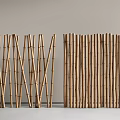 Bamboo Room Divider With Vertical And Crossed Sticks For Interior Design