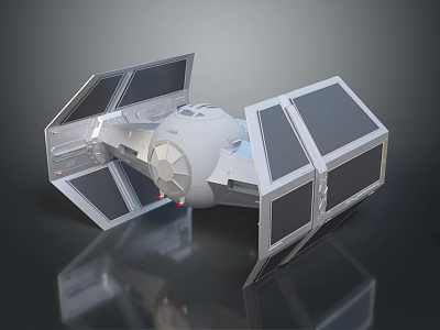 Detailed TIE Fighter 3D Model Showcasing Metallic Wings And Futuristic Design 3d model