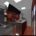 Fast Food Shop In Mall With Red Counter Menu Screen Burger Fries