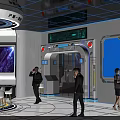 Futuristic Tech Exhibition Hall Featuring Interactive Displays Digital Screens and Illuminated Installations 3d model