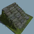 Stone Steps Covered With Green Moss And Small Plants On Gray Surface