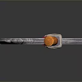 Decorative Ancient Axe with Intricate Ornate Patterns Orange Wooden Handle Red Grip 3D Rendering