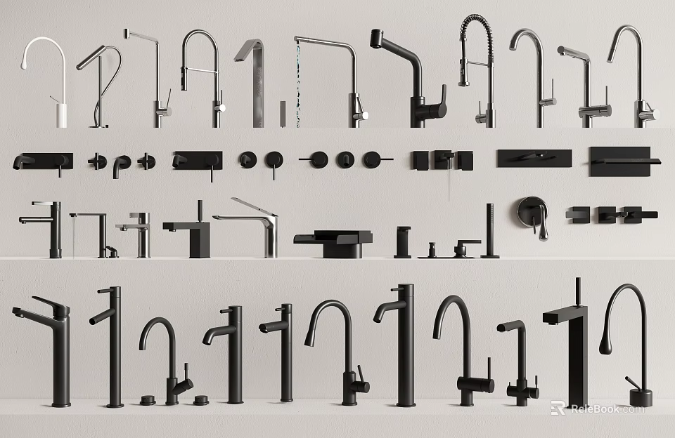 Various Stylish Modern Faucet Designs and Styles for Kitchen Bathroom Use 3d model 