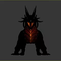 Black Dragon Creature With Glowing Red Chest Sharp Spikes Open Mouth And Sharp Teeth 3d model
