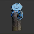 Industrial Metal Pipes With Blue Valve And Flange Connections In System Setup