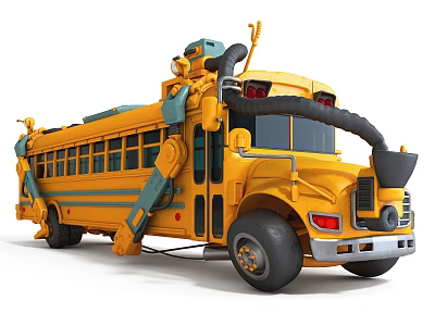 Fun Electric Toy School Bus with Mechanical Arm and Interactive Features for Kids 3d model