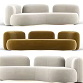 Modern Multi Person Sofa With Soft Upholstery And Round Edges In Beige Brown