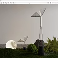 Outdoor Garden Lighting Combinations With Triangular Lamps Moonlit Scene And Green Plants