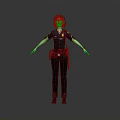 3D Model Of Female Police Officer In Uniform With Badge Utility Belt And Arms Outstretched