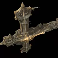 Intricate Carved Metallic Cross Jewelry With Ornate Details And Vintage Design