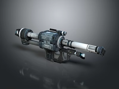 Sci-Fi Weapon Mechanical Design With Long Barrel Metal Texture Grip And Tactical Components 3d model
