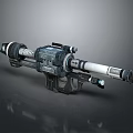 Sci-Fi Weapon Mechanical Design With Long Barrel Metal Texture Grip And Tactical Components 3d model
