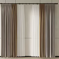Modern Curtains In Brown Beige And White With Sheer Layers And Rod Installation
