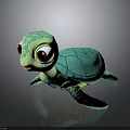 Cute Green Turtle Stuffed Toy With Turquoise Shell And Big Eyes