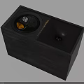 Life Smart Electronic Device With Modern Black Wooden Enclosure And Circular Control Panel