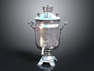 Traditional Silver Samovar With Handles Spout And Stable Base For Tea Making 3d model