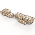 Natural Hay Bales in Rustic Brown Arrangement with White Background