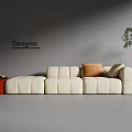 Modern Cream Style Three-Seater Sofa 3d model