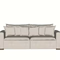 Modern Minimalist Beige Double Sofa With Multiple Soft Cushions And Clean Lines 3d model