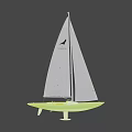 Sailboat With White Sails Wooden Deck Blue Hull And Brown Cockpit Interior