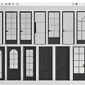 Various Styles of Black Hinged Doors with Glass Panels and Wooden Designs