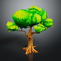 Lush 3D Styled Tree with Vibrant Green Leaves and Sturdy Brown Trunk