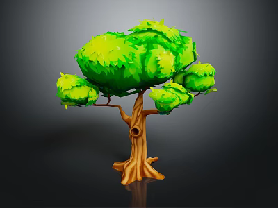 Lush 3D Styled Tree with Vibrant Green Leaves and Sturdy Brown Trunk 3d model