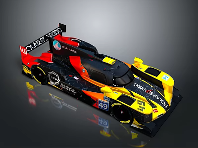 Red Black Yellow Cooper Tires 49 Sports Prototype Race Car 3d model