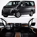 Sleek Black Toyota Minivan Exterior Design With Front Grille And Rear Lights