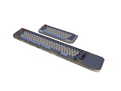 Mechanical Keyboards Pair With Ergonomic Wrist Rest And Blue Gray Keycaps For Daily Use 3d model