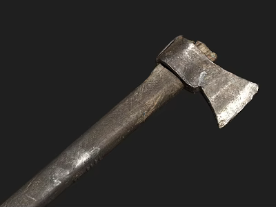 Handcrafted Hardware Tool Axe With Metal Head And Wooden Handle For Durable Cutting Work 3d model