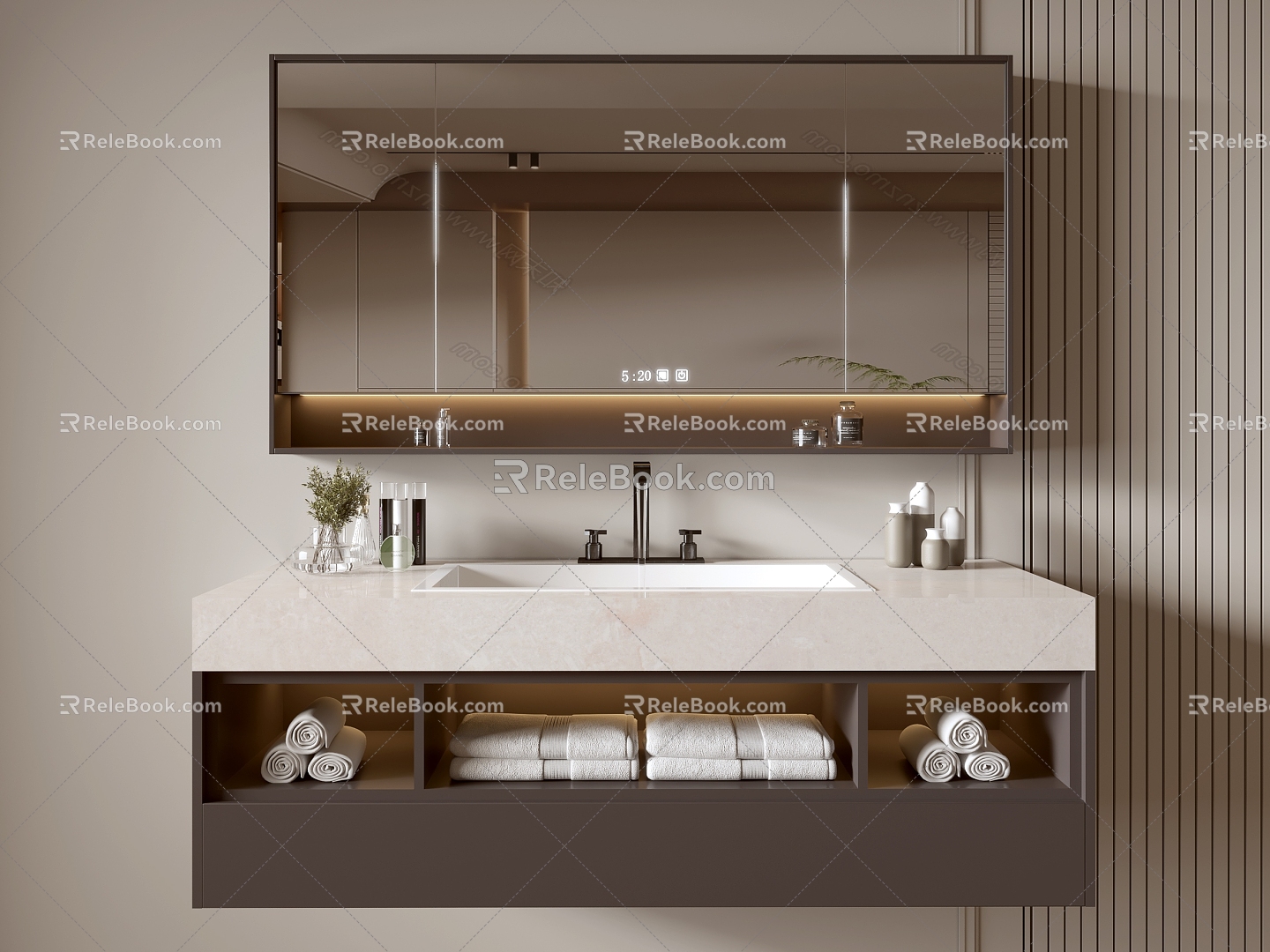 Modern Bathroom Cabinet Bathroom Counter Basin Bathroom Decoration Mirror Cabinet Sink 3d model