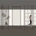 Modern Metal Frame Room Dividers With Laser Cut And Mesh Patterns In Interior Space