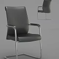 Sleek Black Leather Office Chair With Chrome Frame And Armrests For Workplace Use