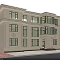 Modern Two Story Detached Villa With White Exterior Black Frames Spacious Windows And Decorative Patterns