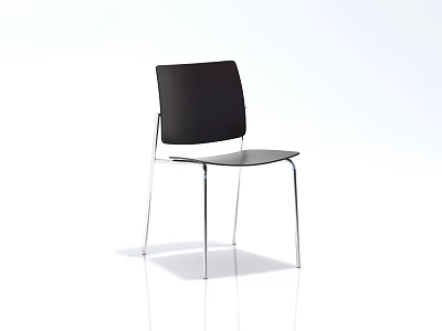 Modern Leisure Chair With Black Seat Back Silver Metal Frame And Simple Design 3d model